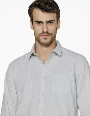 imagem de Camisa Slub Chambray Cinza Claro